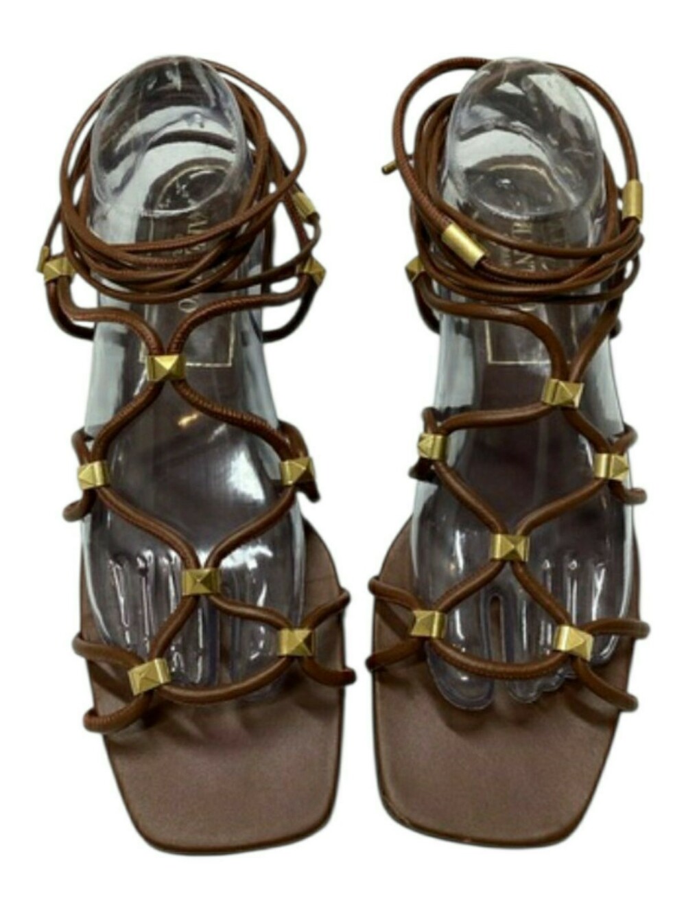 Valentino Garavani Tan Rockstud Gladiator Wrap Sandals Size EU 41